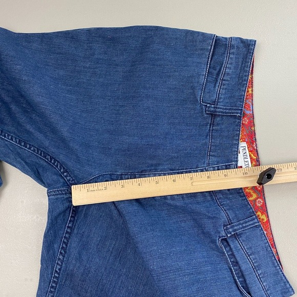 Pendleton Crop Jeans Womens 10 Cuffed Contrast Paisley Trim Preppy Retro 32x20 - Picture 8 of 14
